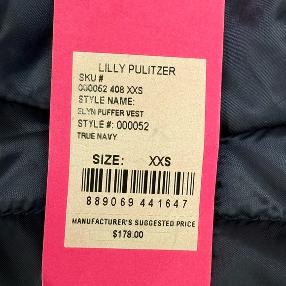 Lilly Pulitzer NWT Elyn Puffer Vest True Navy Size XXSmall Style#000052 MSRP$178 - Picture 4 of 9